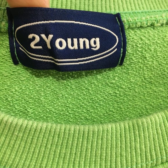 Y2K Loose Fit Korean Fashion Terry Cotton Sweatshirt Green Free Size - Picture 6 of 13